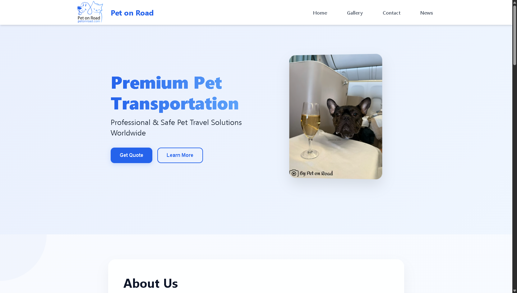 Pet Transport Service Website